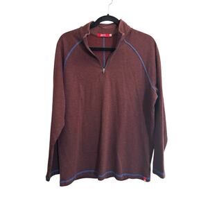 Agave Pullover Sweater Mens Medium Rust Quarter Zip Chilliwack Luxe USA #6722